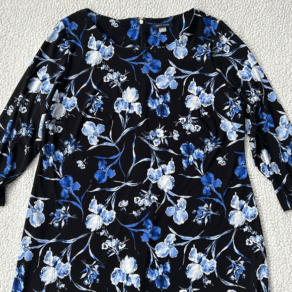 Tommy Hilfiger Blue Black White Floral Pattern Dress, Size 16 - Picture 2 of 7